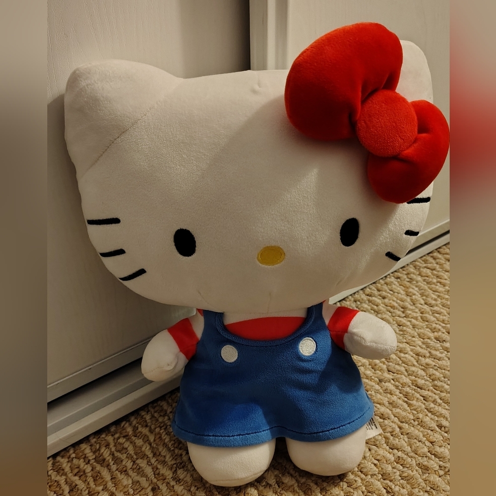 Hello Kitty Plush - White with Red Bow and Blue Dress